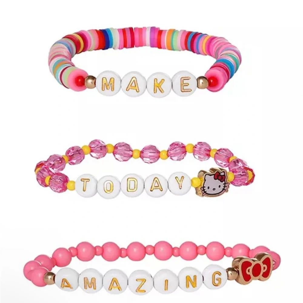 Hello Kitty Beaded Bracelet, Make Today Amazing 3-Piece Set, Official License